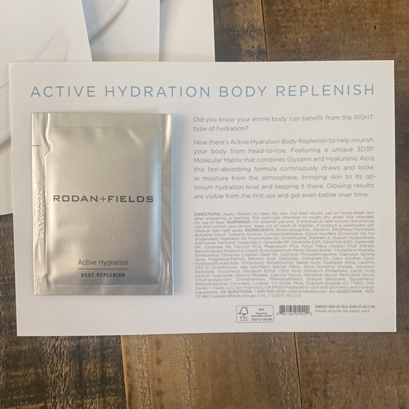 R+F Active Hydration Body Replenish sample card x2 - Picture 2 of 2